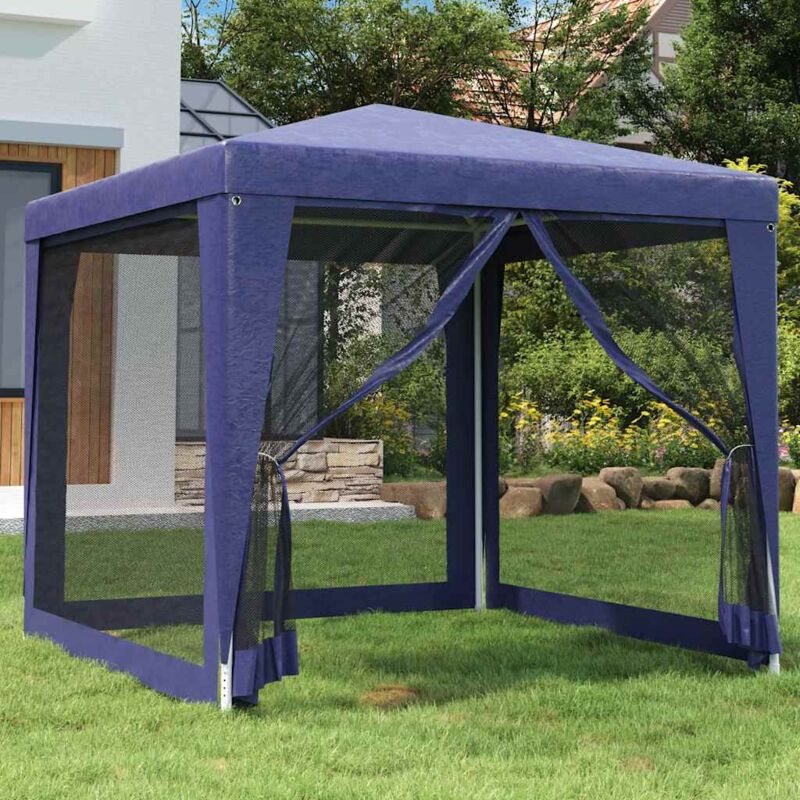 Tente de fête avec 4 parois latérales en maille Bleu 2,5x2,5 m - Vidaxl