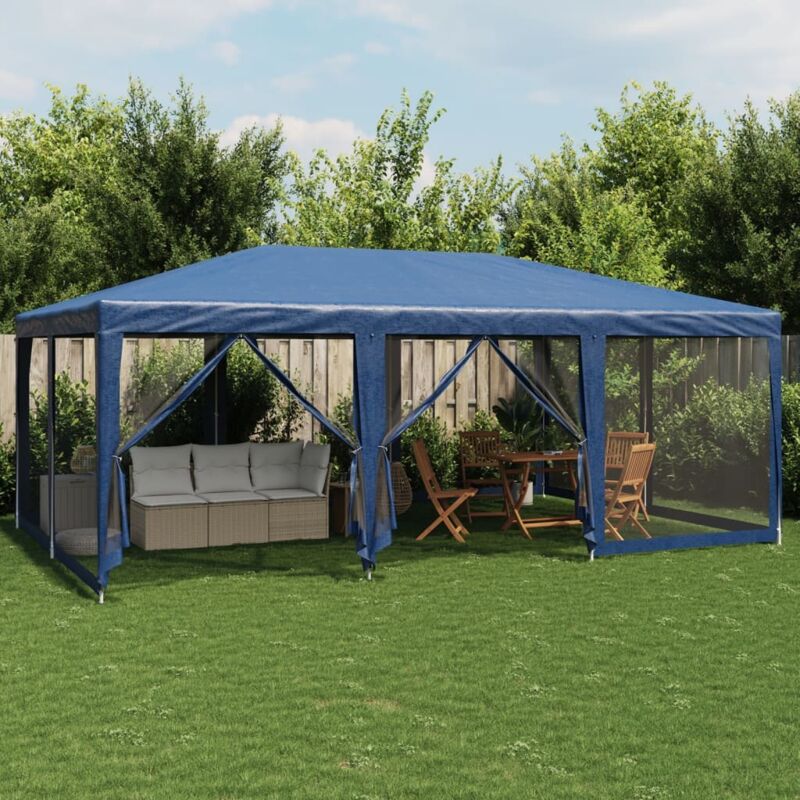 Vidaxl - Tente de fête avec 10 parois latérales en maille bleu 6x4m pehd