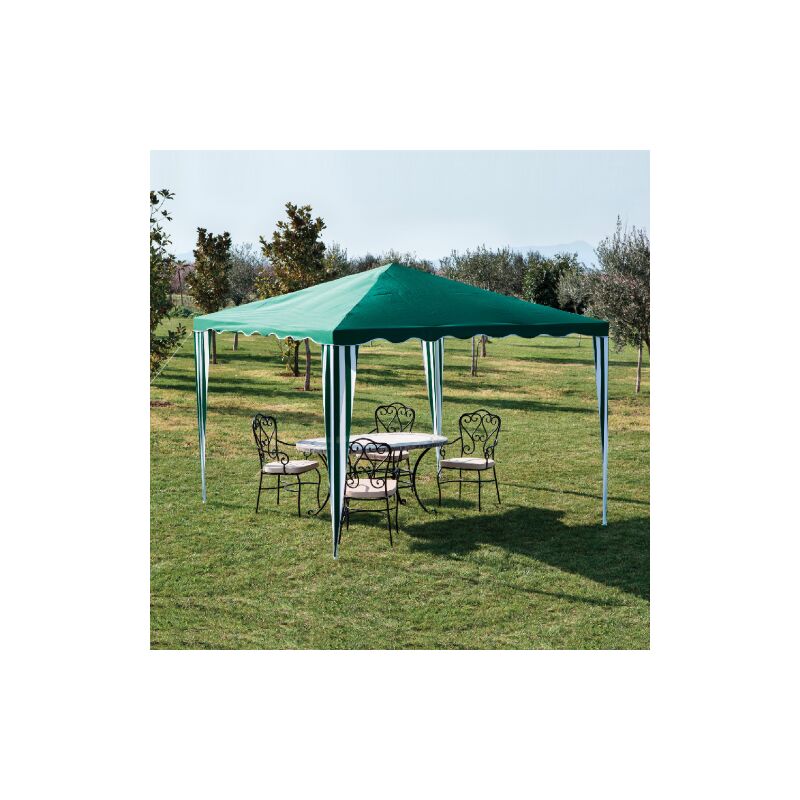 I Giardini Del Re - Gazebo en acier peint avec dessus en polyester vert 3x3x2,5 me'tres pour jardin exte'rieur