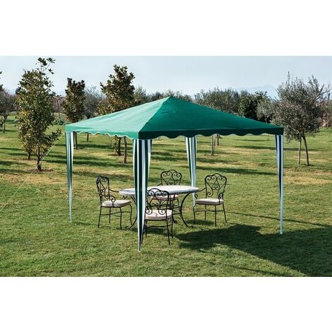 I GIARDINI DEL RE GAZEBO EN ACIER PEINT BLANC TOP VERT MT.3X3