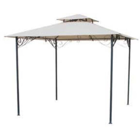 Gazebo en aluminium de couleur anthracite avec couverture en polyester beige cm300x300x280h