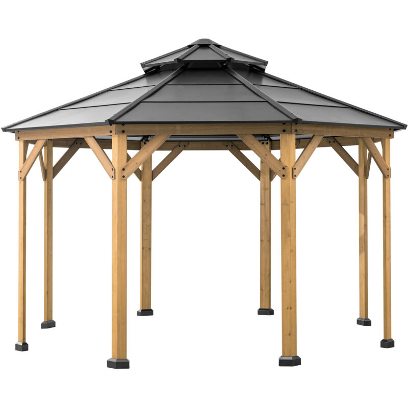Sunjoy - Gazebo en cèdre eggi en anthracite - 396cm x 396cm
