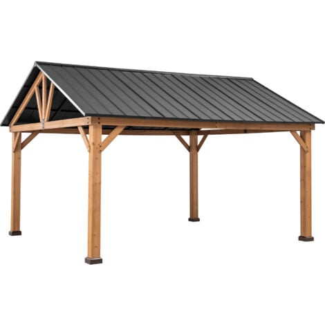 Gazebo en cèdre REBRA en anthracite - 404cm x 465cm