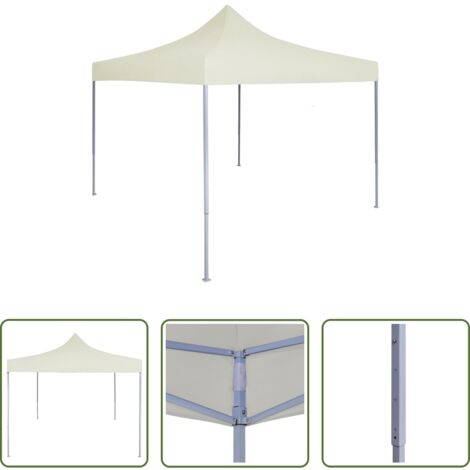 Gazebo esterno -  Gazebo Professionale Pieghevole 2x2 m in Acciaio Crema