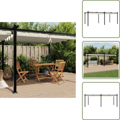 Gazebo esterno - vidaXL Gazebo da Giardino con Tetto Retrattile Crema 3x6m in Alluminio - Gazebo per famiglia