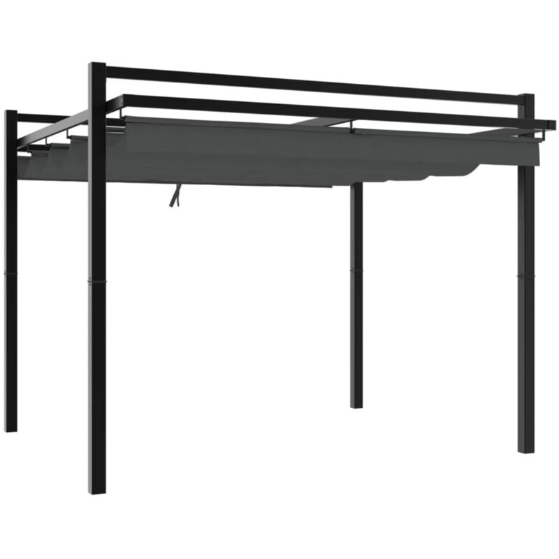 Vidaxl Gazebo Giardino Con Tetto Retrattile Antracite 3x3 M Alluminio