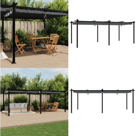 Gazebo Giardino con Tetto Retrattile Antracite 3x6 m Alluminio - Gazebo con tetto retrattile - Gazebo alluminio