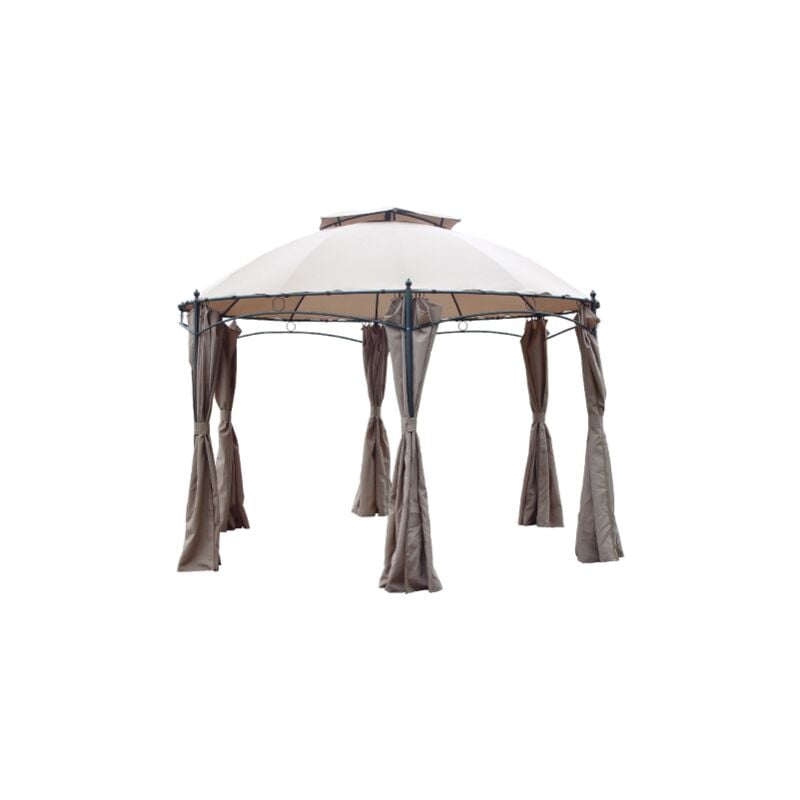 Gazebo hexagonal Gotic structure en acier 3,5x2,7 m dessus et toles late'rales en polyester pour jardin exte'rieur