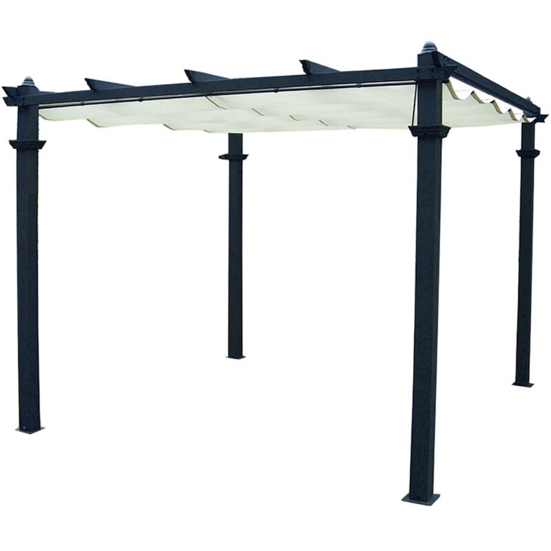 Gazebo Illinois 3x3m avec structure en aluminium et dessus en polyester pour jardin exte'rieur