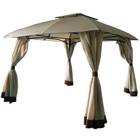 Gazebo in Acciaio e Poliestere - Beige - 3x3 Metri