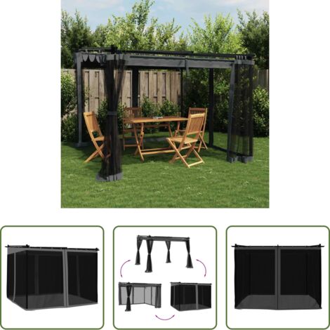 Gazebo in acciaio - Gazebo con Pareti in Rete Antracite 3x3 m in Acciaio