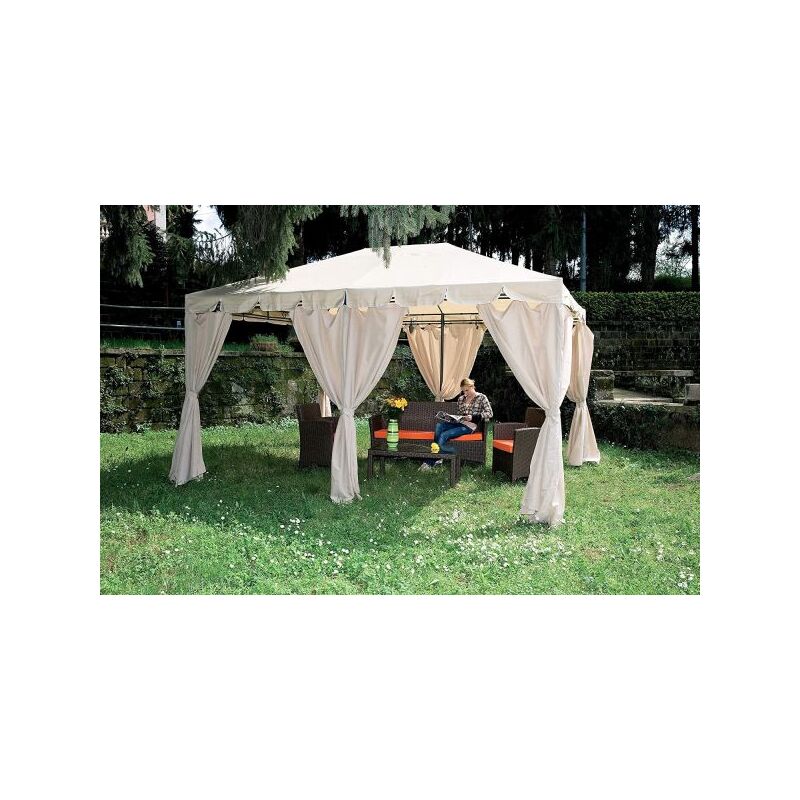 Gazebo armonia in acciaio 3x4 colore ecrù yf-3246 dimensioni 300 x 400 x h 265 cm