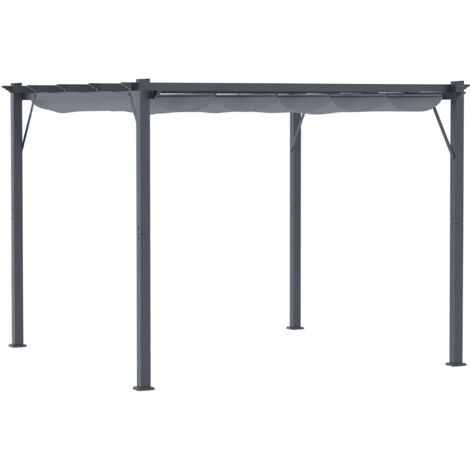 Gazebo in alluminio 3 x 3 m con tetto retrattile - Grigio