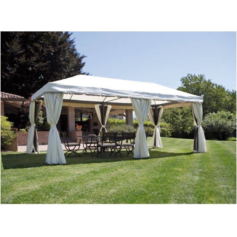 Abitare - Gazebo rettangolare 6x3 metri in alluminio grigio antracite con telo di copertura ecrù - Brenta