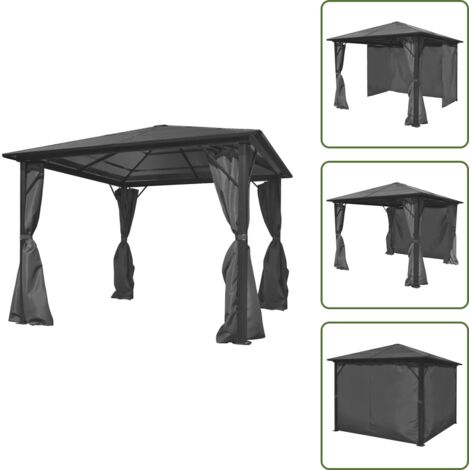 Gazebo in alluminio - vidaXL Gazebo con Tenda Antracite in Alluminio 300x300 cm - Gazebo con tetto in pannelli PC