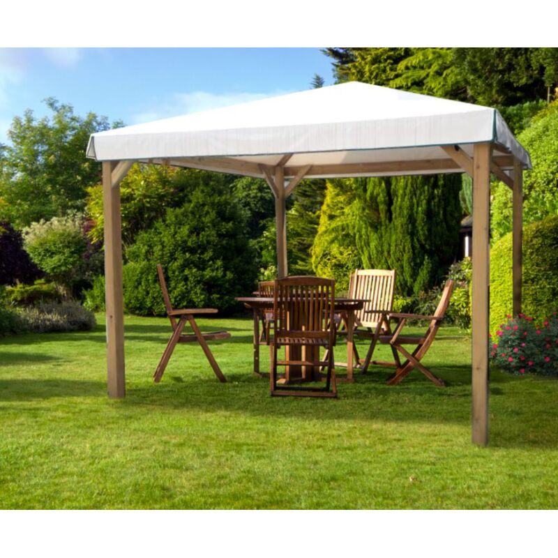 Gazebo in Legno 3x3 da Giardino Pergola Copertura Pvc Impermeabile