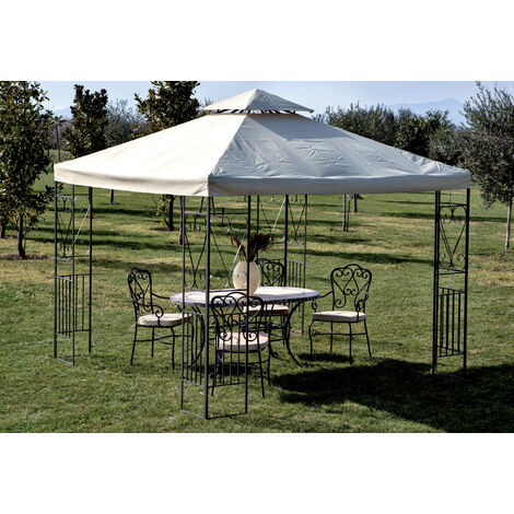 Gazebo da giardino pergola in metallo 4x3 metri con telo in poliestere –  Hope