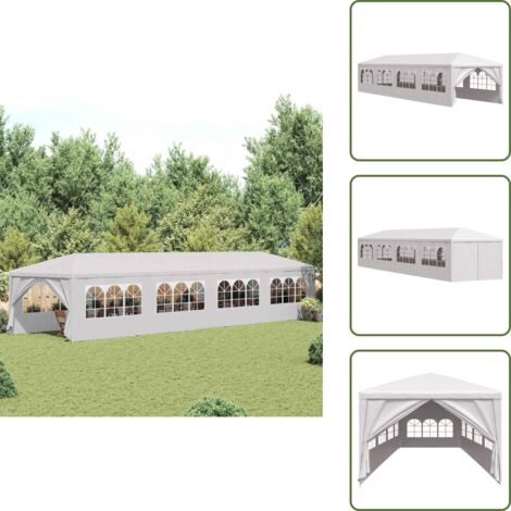 Gazebo in polietilene - vidaXL Gazebo da Giardino 3x12 m Bianco - Gazebo con pannelli laterali
