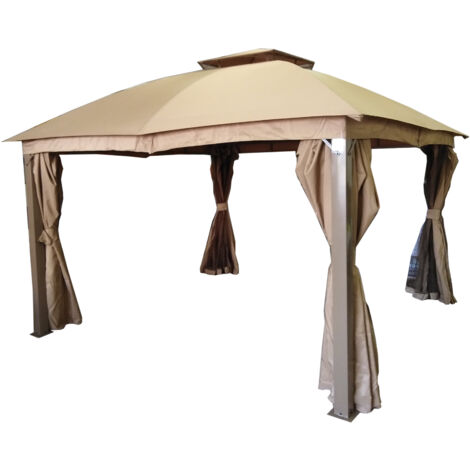 GAZEBO KHAKI 3,6X3,6M CON STRUTTURA CHAMPAGNE