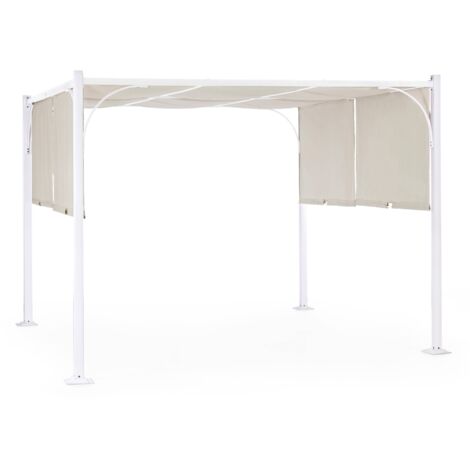 Gazebo moderno per giardino e veranda "Slide", pergolato scorrevole di design -3 x 3 mt / Bianco