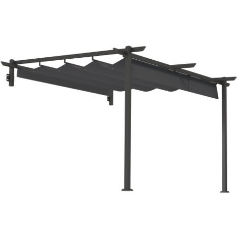 Gazebo mural ajustable pour terrasse et jardin, auvent modulable offrant une protection ombragée optimale, installation simple et résistant pour usage extérieur.