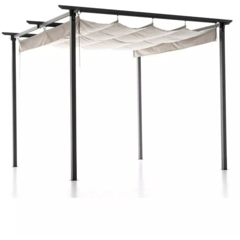 GAZEBO MYKONOS 3x3 mt colore fumo in metallo retrattile pergola M0470-38