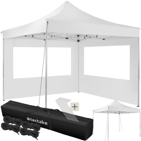 Gazebo Olivia - 3 x 3 m, with aluminium frame, 2 side panels, waterproof - garden gazebo, gazebo with sides, camping gazebo - white