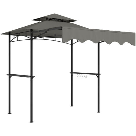 Gazebo per barbecue 242x232x248 cm, idrorepellente, ignifugo, con tetto a doppio strato, grigio