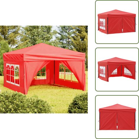 Gazebo per campeggio - vidaXL Tenda per Feste Pieghevole con Pareti Laterali Rosso 3x3 m - Gazebo per compleanno