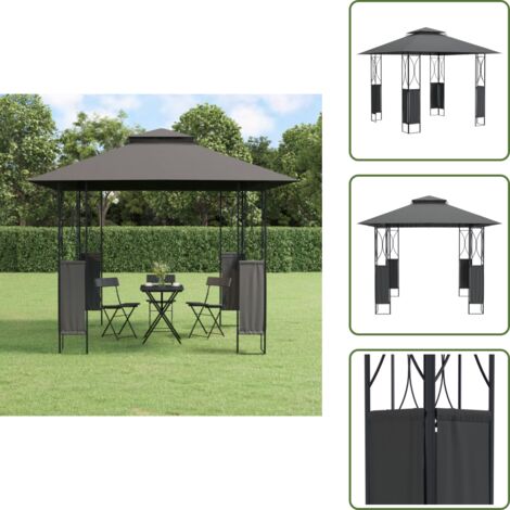 Gazebo per feste - vidaXL Gazebo con Tetto Antracite 300x300x270 cm Acciaio - Gazebo per famiglia