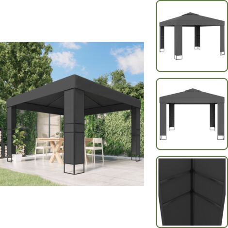 Gazebo per feste - vidaXL Gazebo con Tetto Doppio 3x3 m Antracite - Gazebo per nozze