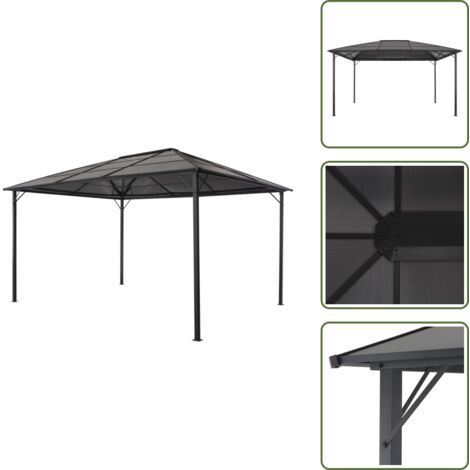 Gazebo per grigliate - vidaXL Gazebo con Tetto in Alluminio 4x3x2,6 m Nero - Gazebo per cene