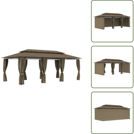Gazebo per matrimoni - vidaXL Gazebo con Tende 600x298x270 cm Grigio Talpa 180 g/m² - Gazebo per barbecue