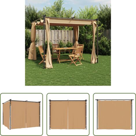 Gazebo per picnic -  Gazebo con Tende 3x3 cm Grigio Talpa in Acciaio