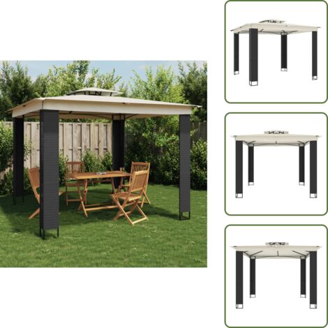 Gazebo per uso esterno - vidaXL Gazebo con Tetto Doppio Crema 2,94x2,94 m in Acciaio - Gazebo per famiglia