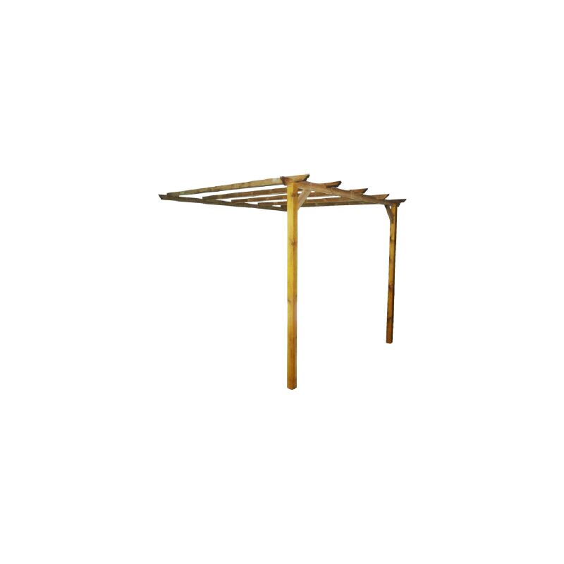 Lifeingarden - Gazebo pergola attenant en bois de pin impre'gne' de 3x2.8x2.5 me'tres adapte' a' l'ameublement de jardins exte'rieurs