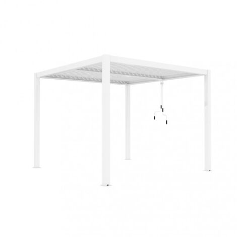 gazebo pergola bioclimatica da esterno elica garden bianca in alluminio - 3x3x2,5 m