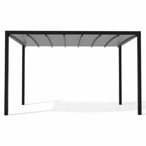 Gazebo pergola bioclimatica motorizzata da esterno in alluminio 3x3 mt con sistema retrattile integrato e illuminazione led -  Antracite