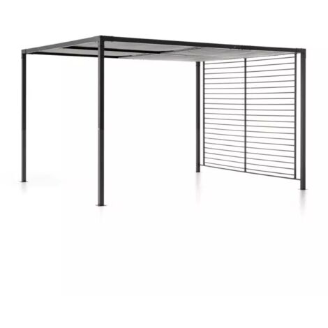 gazebo pergola da esterno "bora" in ferro antracite, 3x3,6 metri
