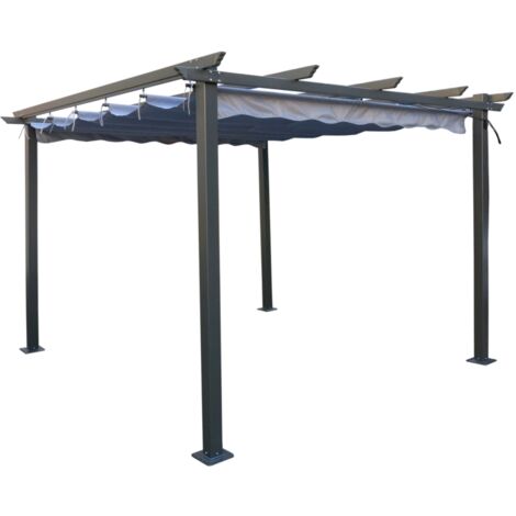 gazebo pergola da esterno eurogarden "daiana" in acciaio grigio 3x3 m