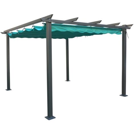 gazebo pergola da esterno eurogarden "daiana" in acciaio verde 3x3 m