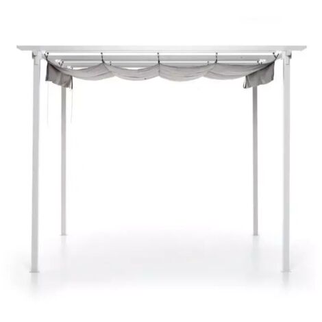 gazebo pergola da esterno retrattile "mykonos", colore bianco - 2,90x2,90x2,30 mt