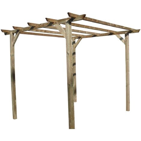 Gazebo pergola gratuit en bois de pin impre'gne' de 3x3x2,5 me'tres adapte' a' l'ameublement de jardins exte'rieurs