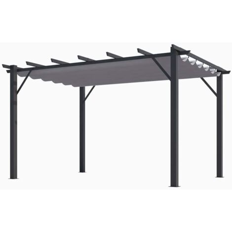 Gazebo Pergola in Alluminio 4x3 Grigia da Giardino Telo di Copertura Pergolato - Telo di Copertura Telo Grigio 280gr/m2