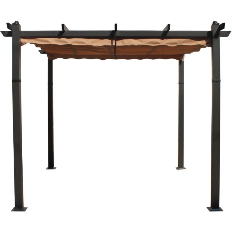 Gazebo - Pergola taupe 3x3m en aluminium