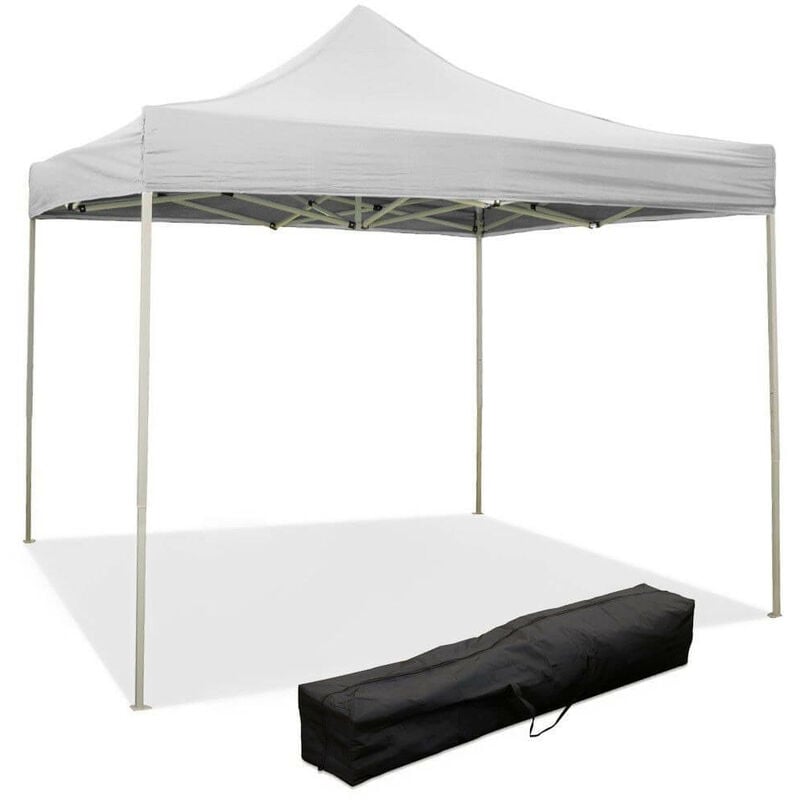 Giordanoshop - Gazebo Richiudibile Pieghevole 2x2m in Acciaio e pvc Impermeabile Bianco