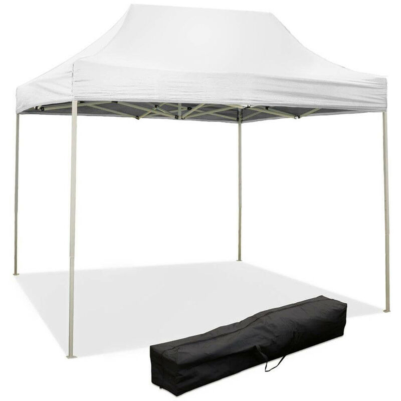 Gazebo Richiudibile Pieghevole 3x2m in Acciaio e pvc Impermeabile Bianco