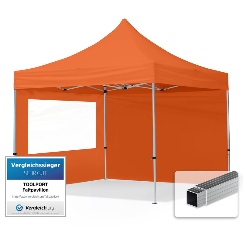 

Gazebo Pieghevole Giardino 3x3m - 2 laterali Alluminio Telo PES300 100% Impermeabile Padiglione Mercati Sagre arancione - arancione