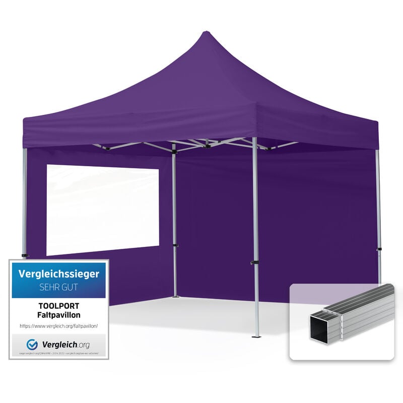 

Gazebo Pieghevole Giardino 3x3m - 2 laterali Alluminio Telo PES300 100% Impermeabile Padiglione Mercati Sagre viola - viola
