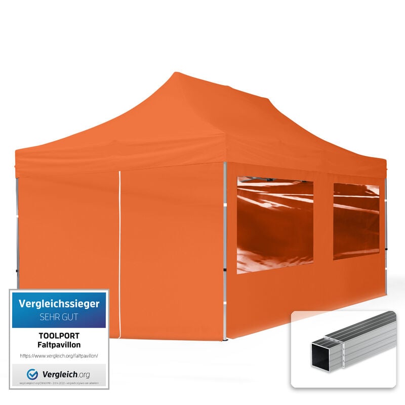 

Gazebo Pieghevole Giardino 3x6m - 4 laterali Alluminio PES300 Telo 100% Impermeabile Padiglione Mercati Sagre arancione - arancione